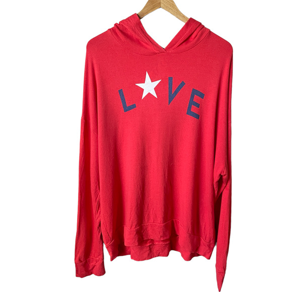 Sundry Tops - Sundry Red Love Star Hoodie
